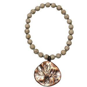 Boho Handcrafted Beaded Bracelet Copper Tree Pendant Nature Fashion Jewelry